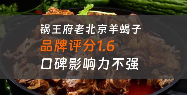 锅王府老北京羊蝎子评分1.6，口碑影响力不强
