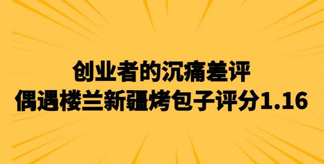 创业者的沉痛差评，偶遇楼兰新疆烤包子评分1.16