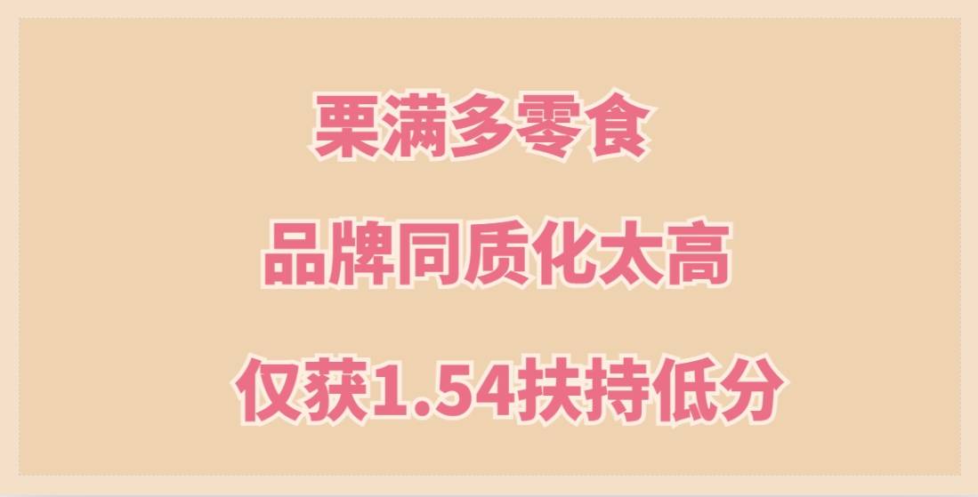 栗满多零食品牌同质化太高，难以抢占市场份额，仅获1.54扶持低分