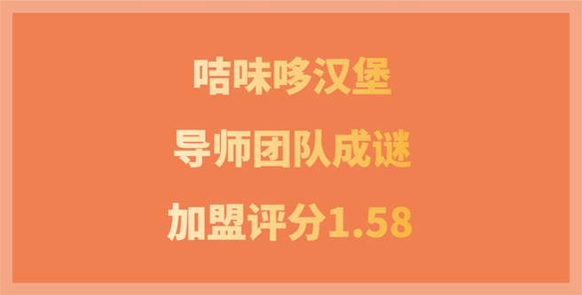 咭味哆汉堡炸鸡虚假宣传，导师团队成谜，加盟评分1.58