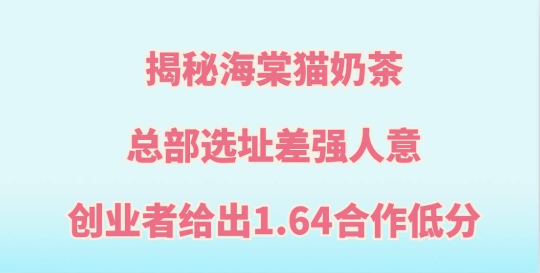 揭秘海棠猫奶茶加盟，总部选址差强人意，创业者给出1.64合作低分