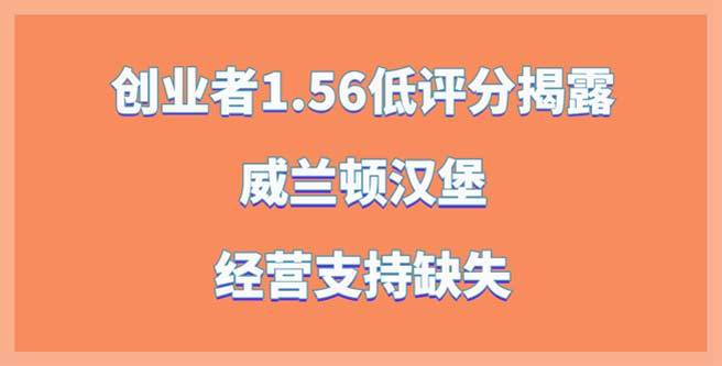 威兰顿汉堡加盟风波，创业者1.56低评分揭露经营支持缺失