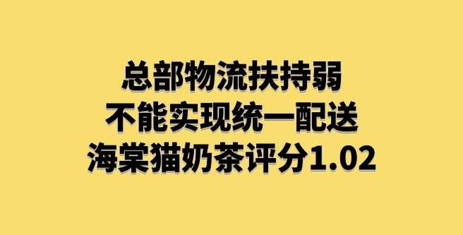 总部物流扶持弱，不能实现统一配送，海棠猫奶茶评分1.02